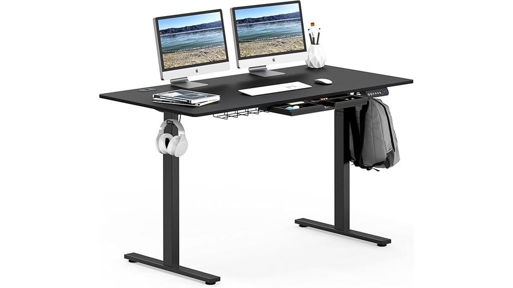 adjustable standing desk with drawer