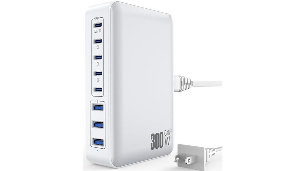 eight port 300w gan charger