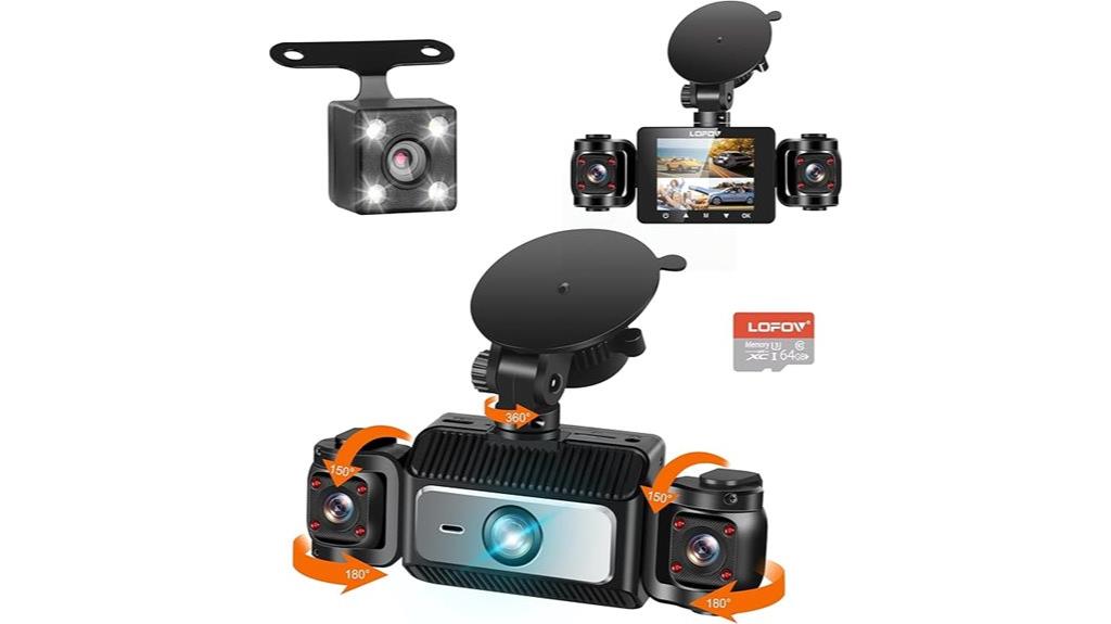 four channel 360 degree dash cam