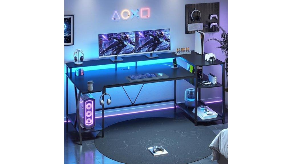 gaming desk with led storage