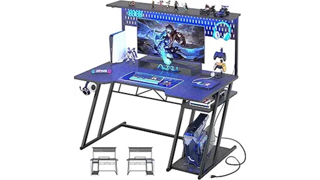 gaming desk with shelves