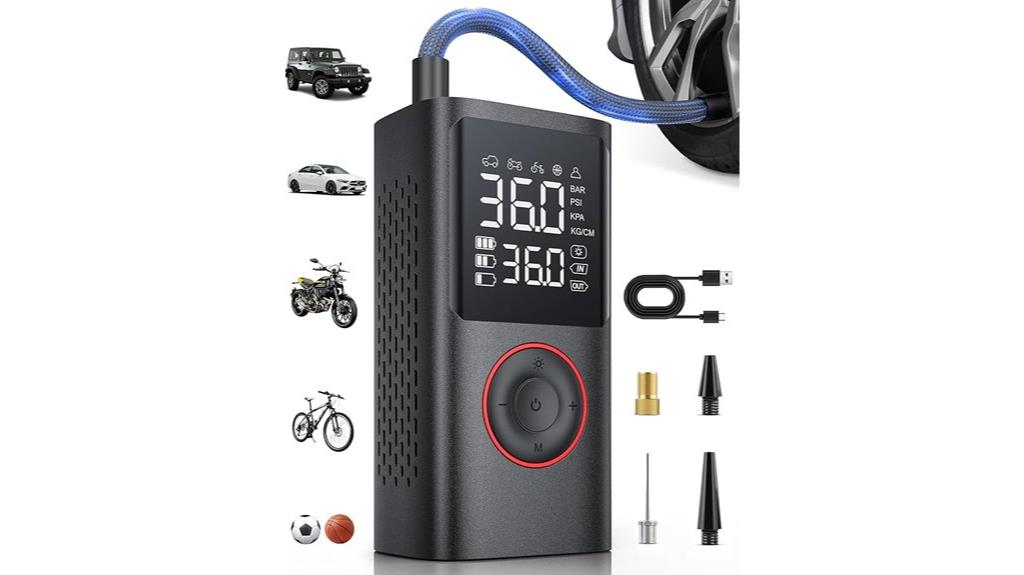 portable tire inflator with pressure gauge