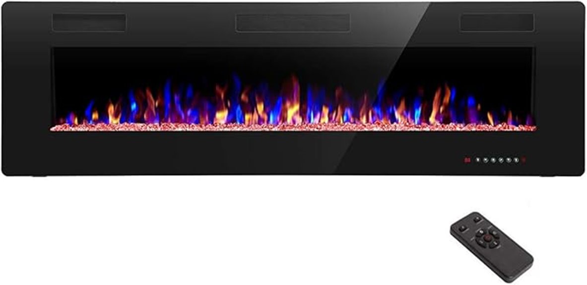 60 inch wall mounted fireplace