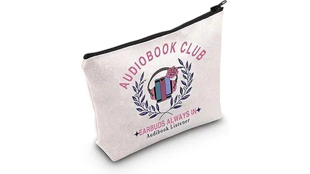 audiobook lover makeup bag