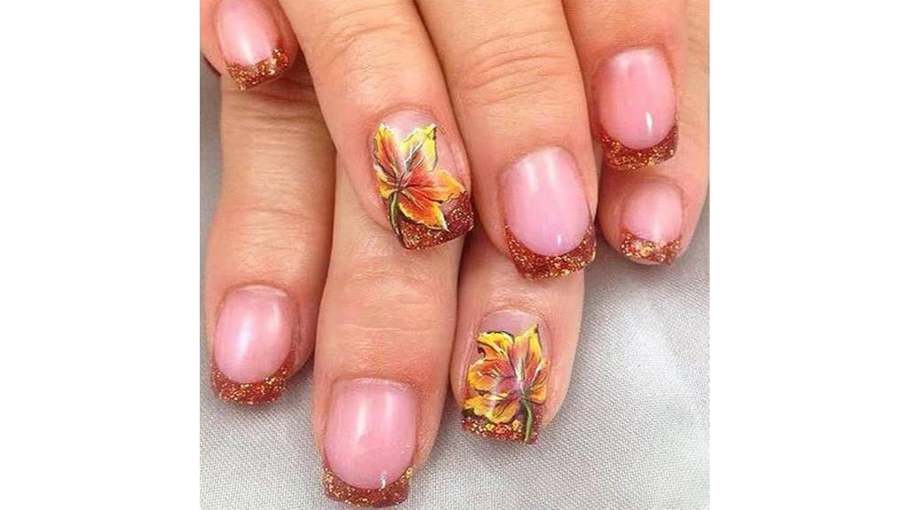 autumn glitter french nails