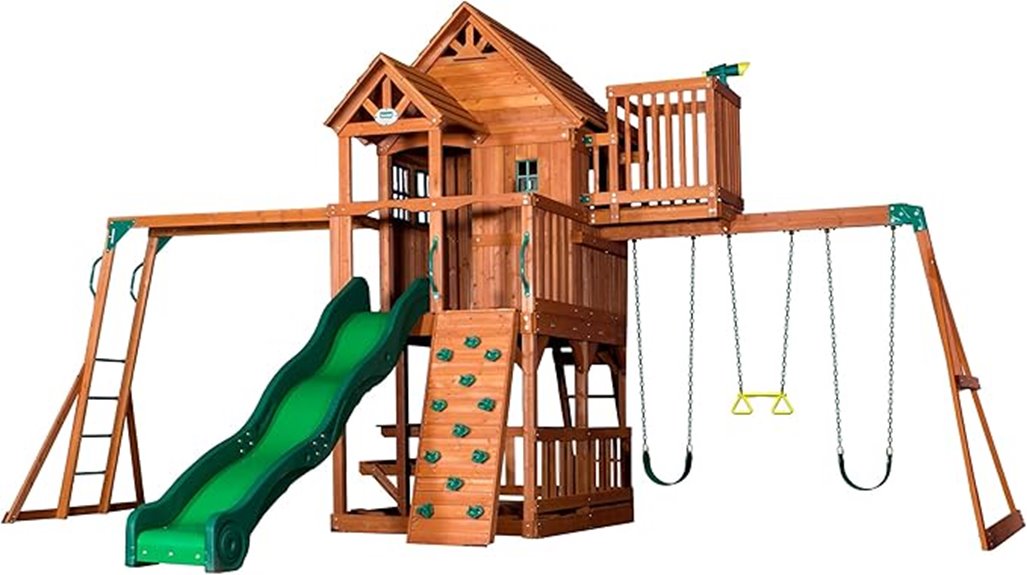 cedar playset with skyfort