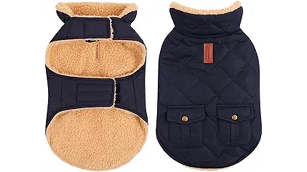 dark navy puffer dog jacket