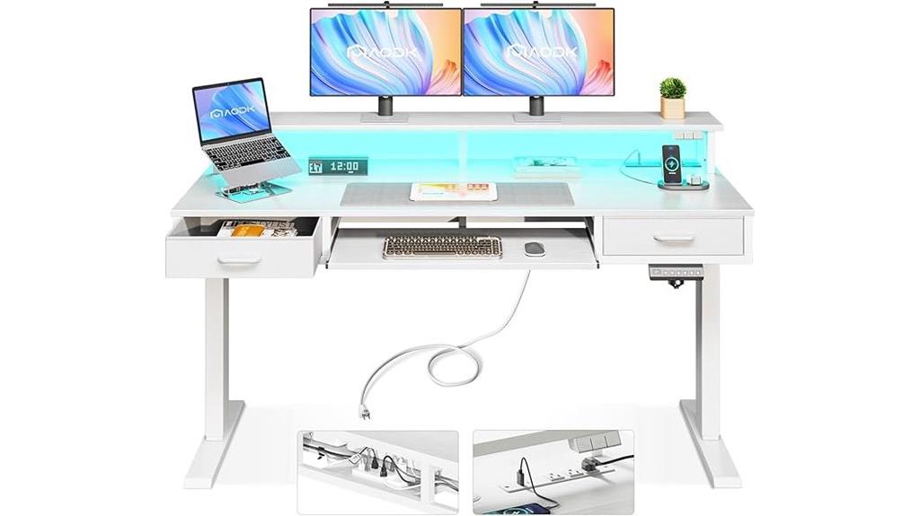 electric desk with drawers