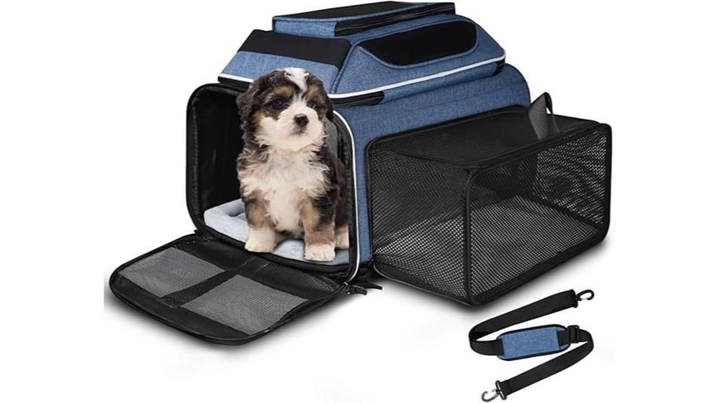 expandable blue pet carrier