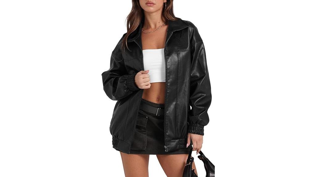faux leather oversized coat