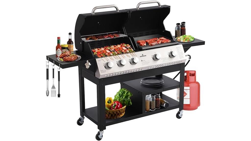 five burner grill combo