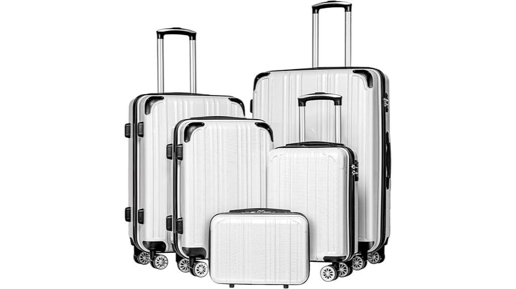 five piece spinner luggage set