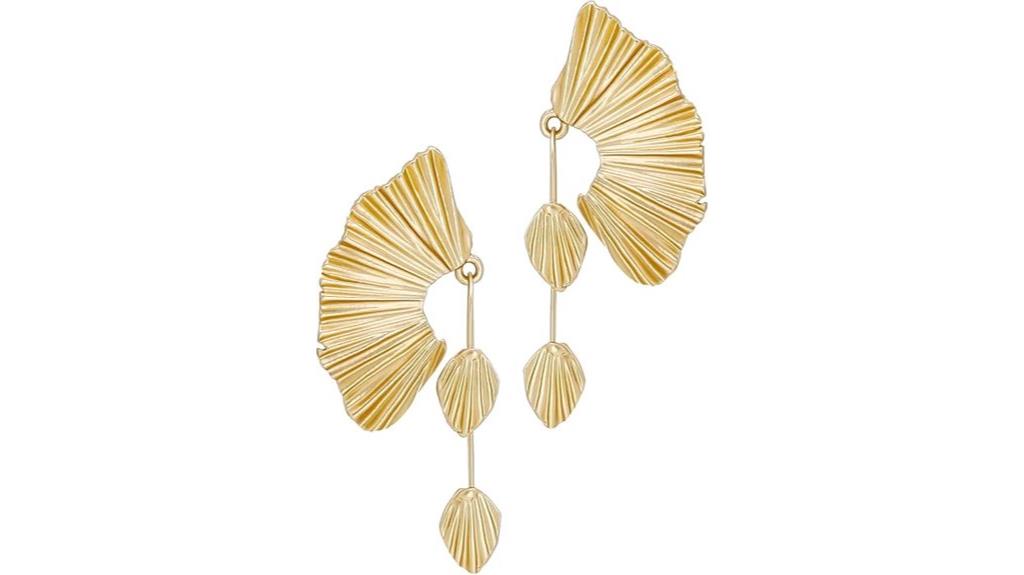 gold leaf dangle earrings