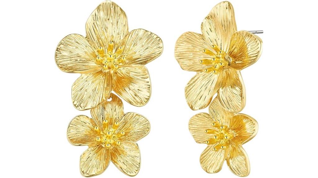 gold plated floral earrings