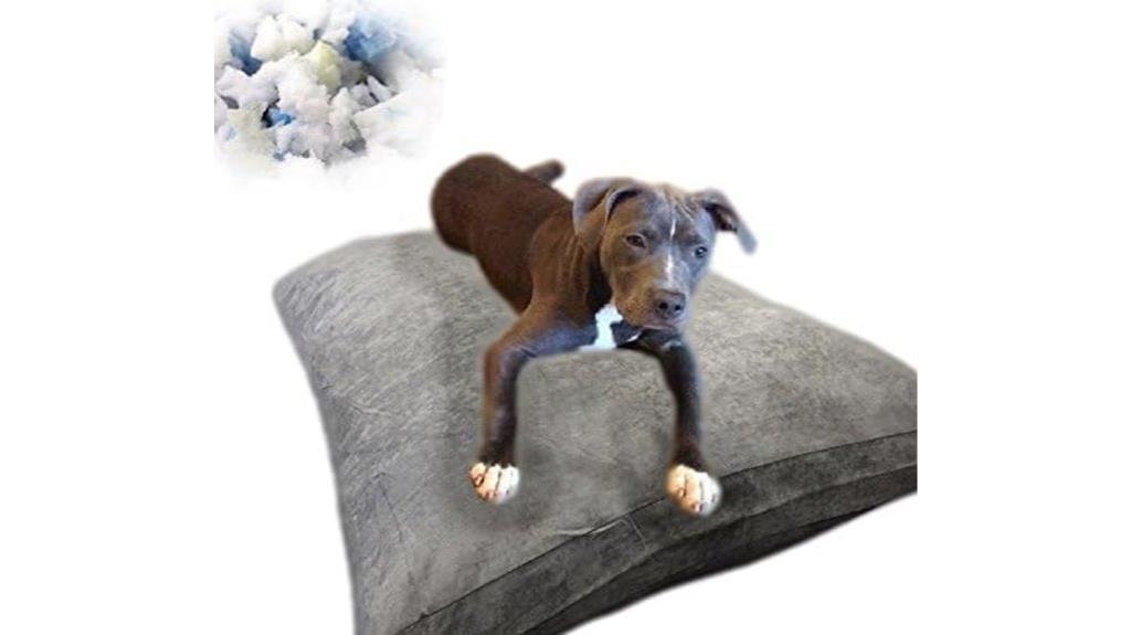 gray microsuede dog bed