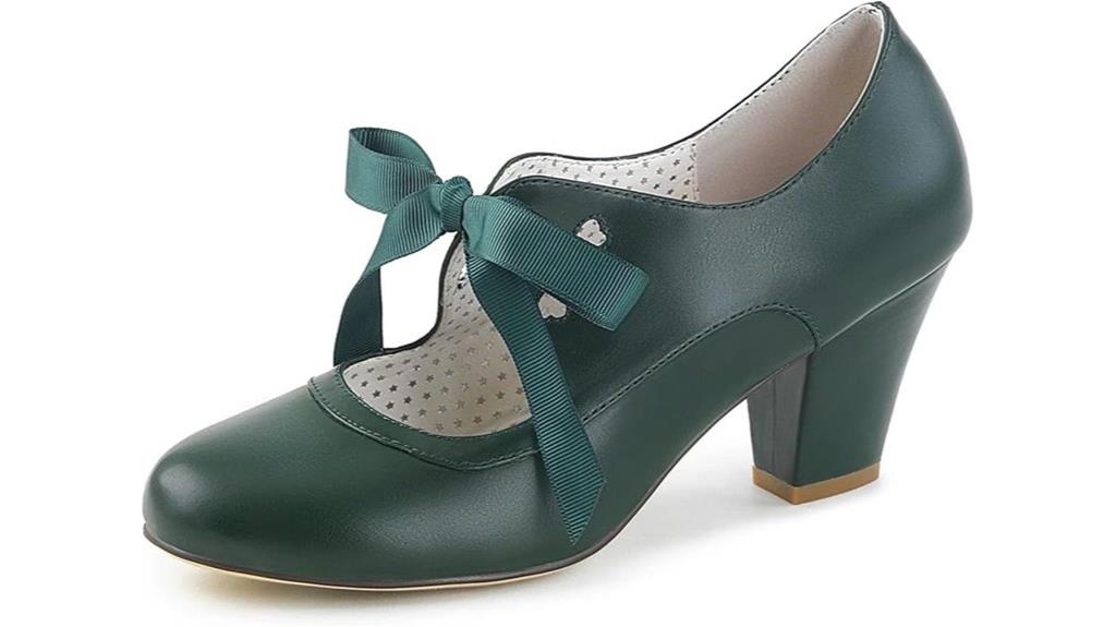 heart shaped block heel pumps