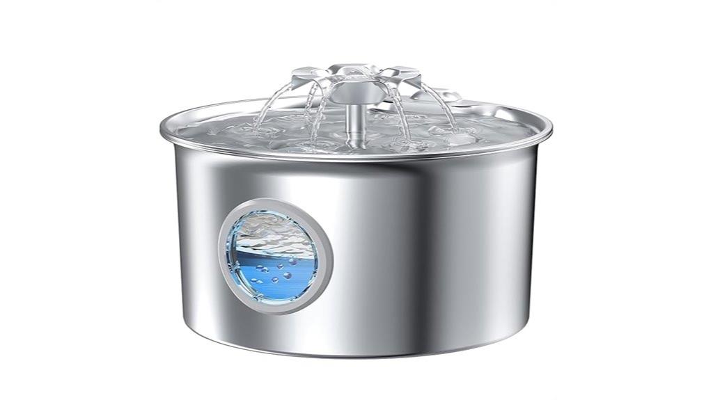 led lit stainless steel fountain