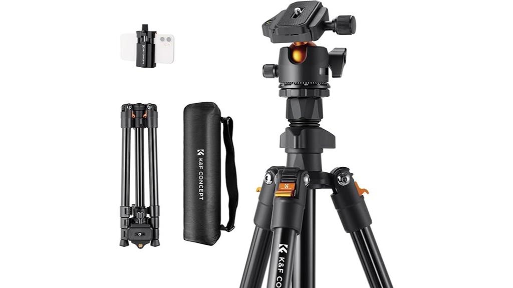 long adjustable tripod with smartphone clip