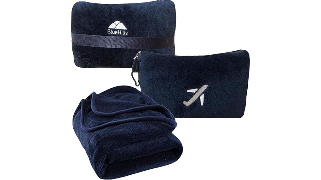 navy travel blanket set