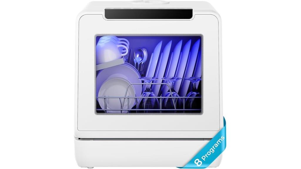 portable countertop dishwasher with eight programs