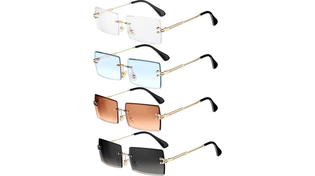 rimless rectangle sunglasses