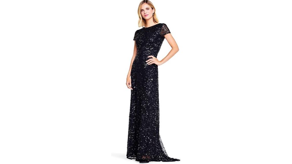 sequin short sleeve gown