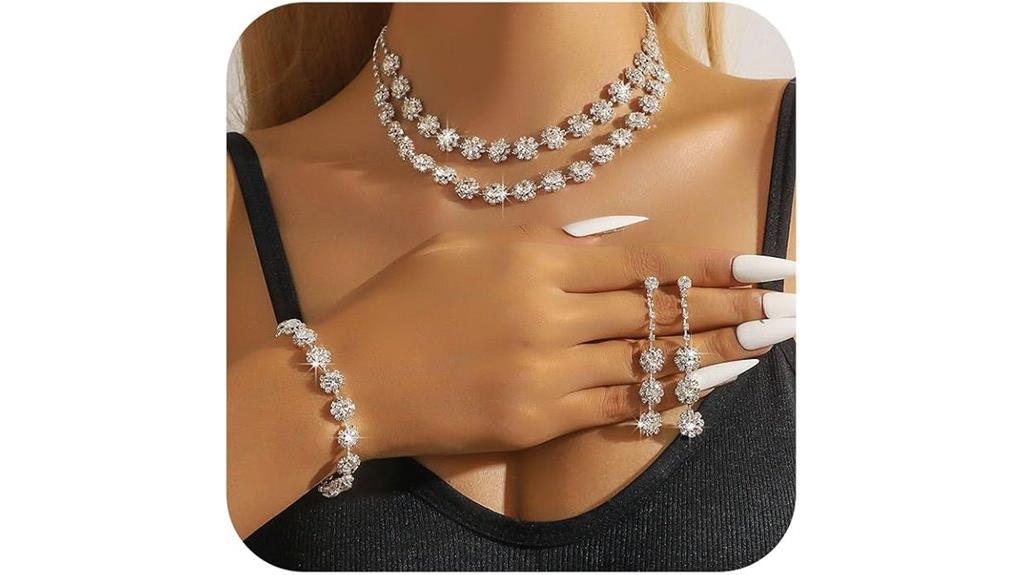 silver rhinestone jewelry set