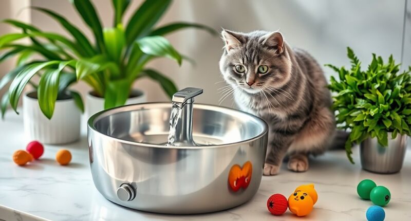 top steel cat water fountains