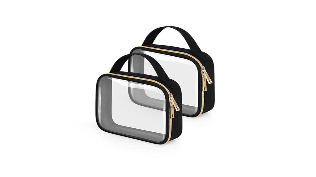 two clear tsa toiletry bags