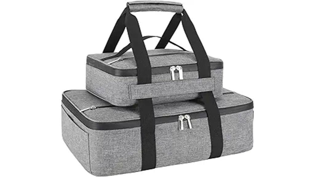 two insulated casserole carriers