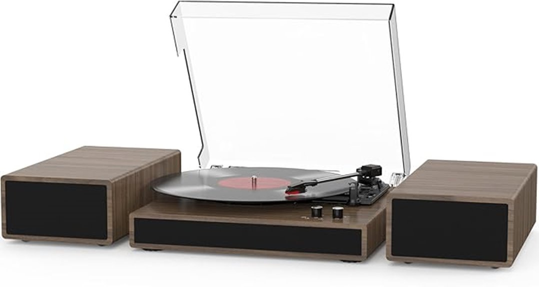 vinyl player with speakers