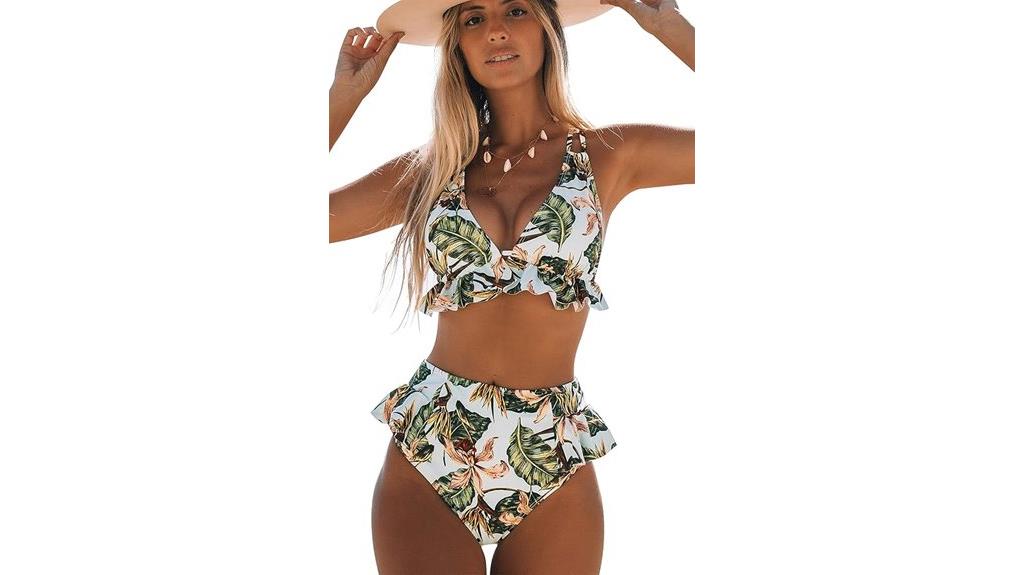women s ruffled high waisted bikini