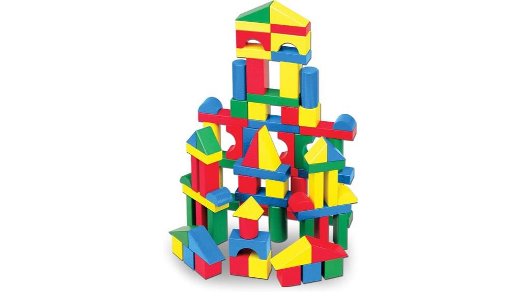 wooden 100 piece building blocks