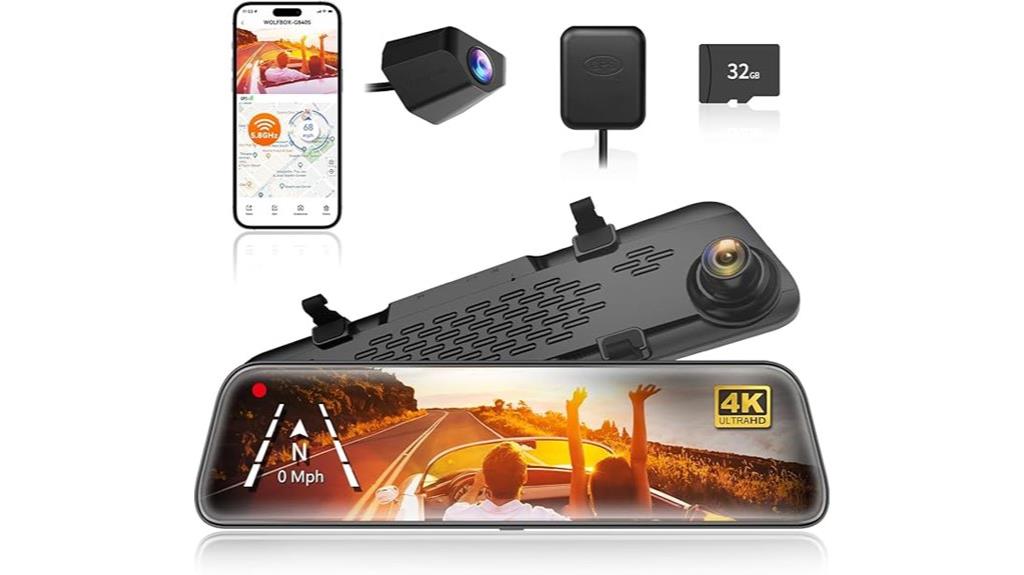 12 inch 4k mirror dash cam