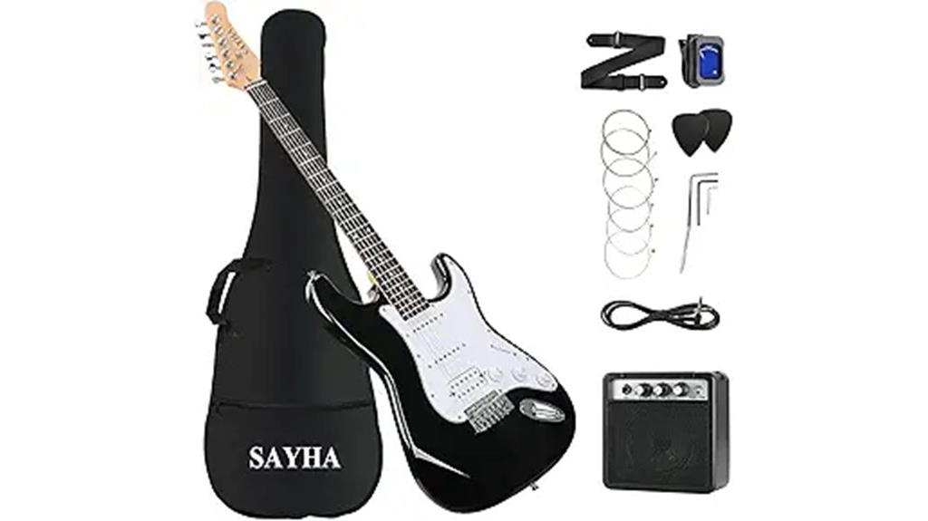 black electric guitar package