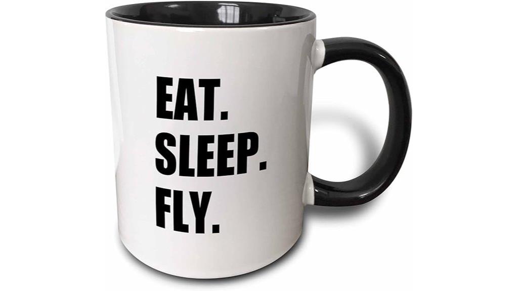 black mug with eat sleep fly