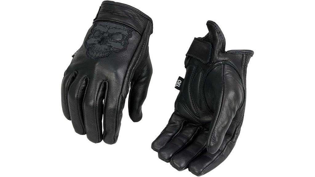 black reflective skull gloves
