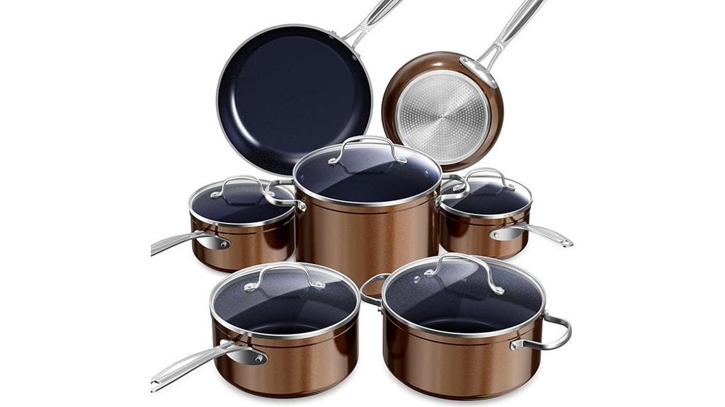 blue ceramic nonstick cookware