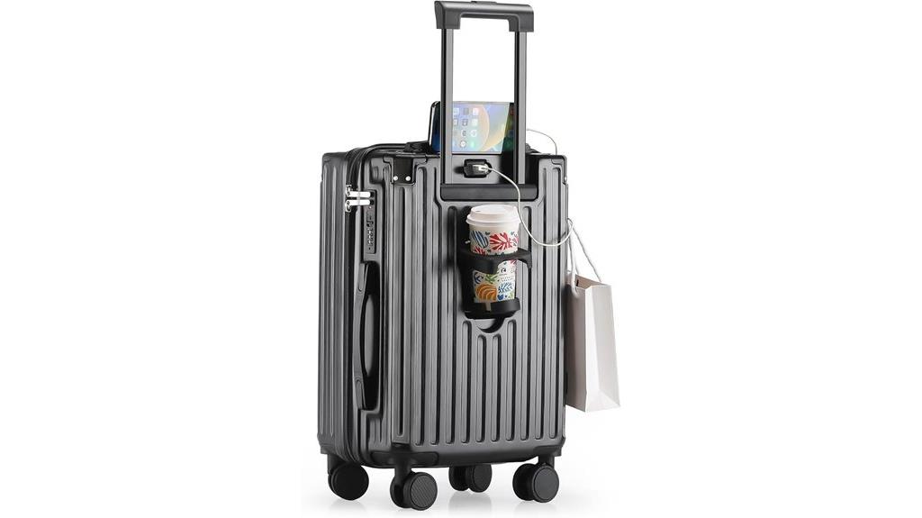compact luggage with usb
