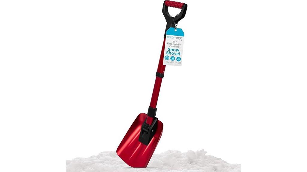 compact red folding snow shovel
