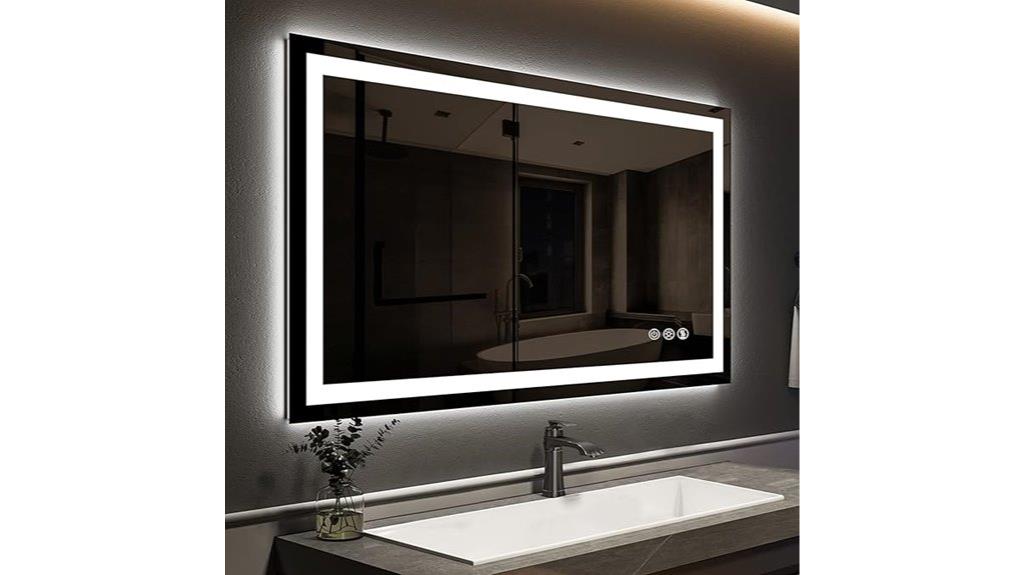 dimable anti fog bathroom mirror