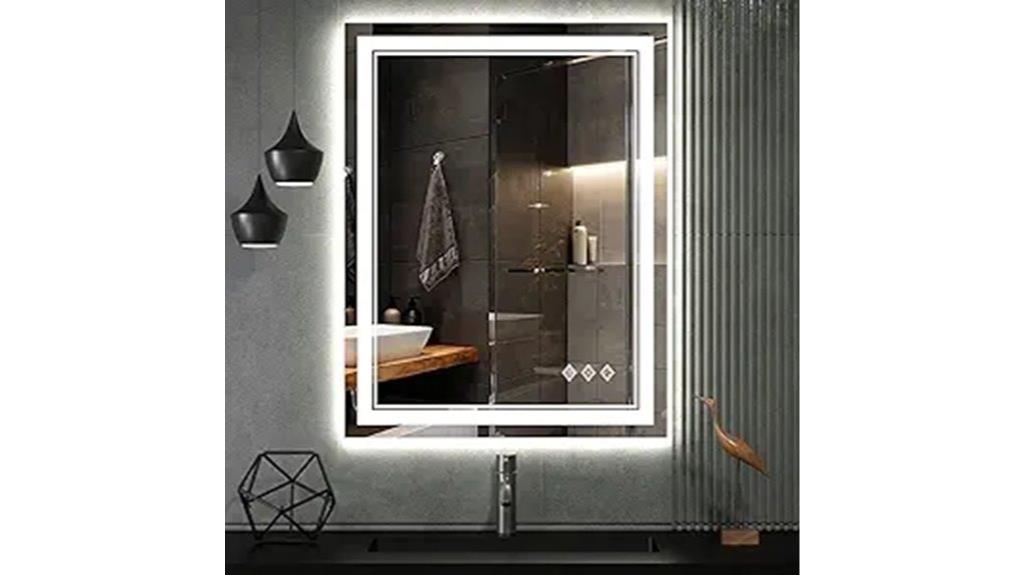 dimmable backlit bathroom mirror