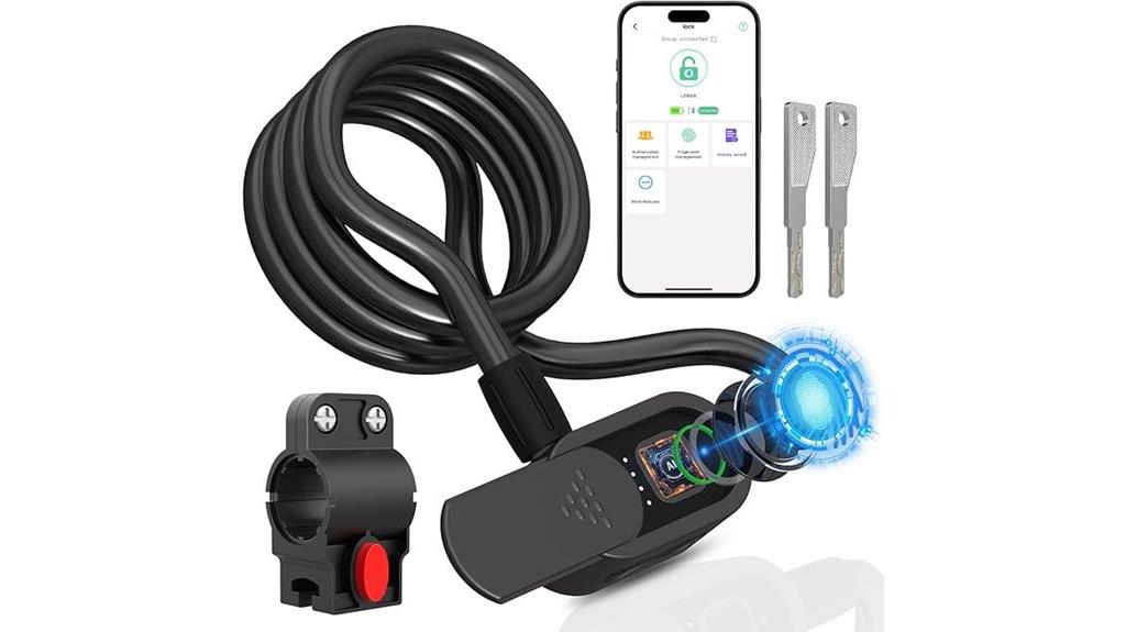 fingerprint bike lock with cable