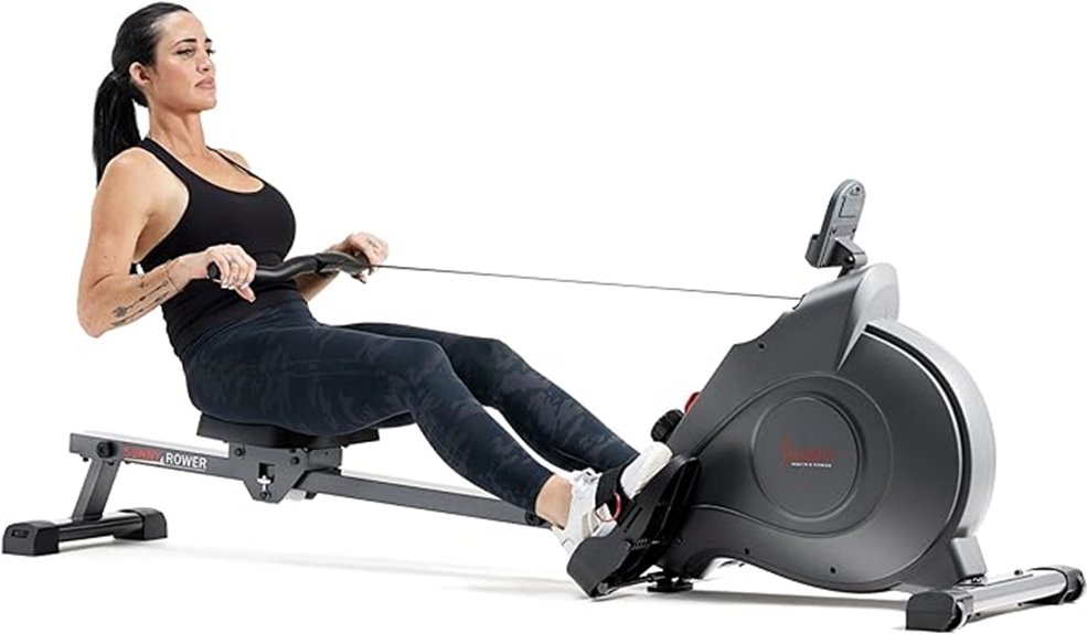 foldable rowing machine with extended slide