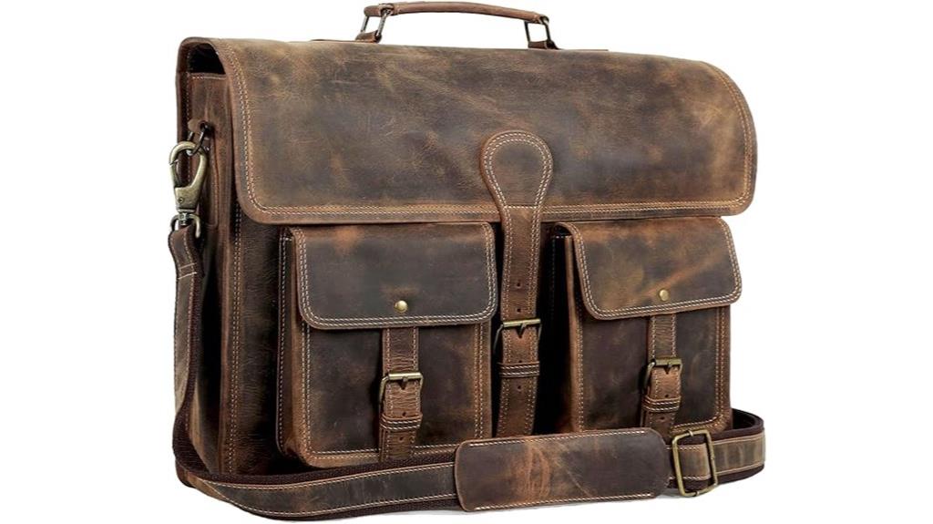 leather 18 inch laptop bag