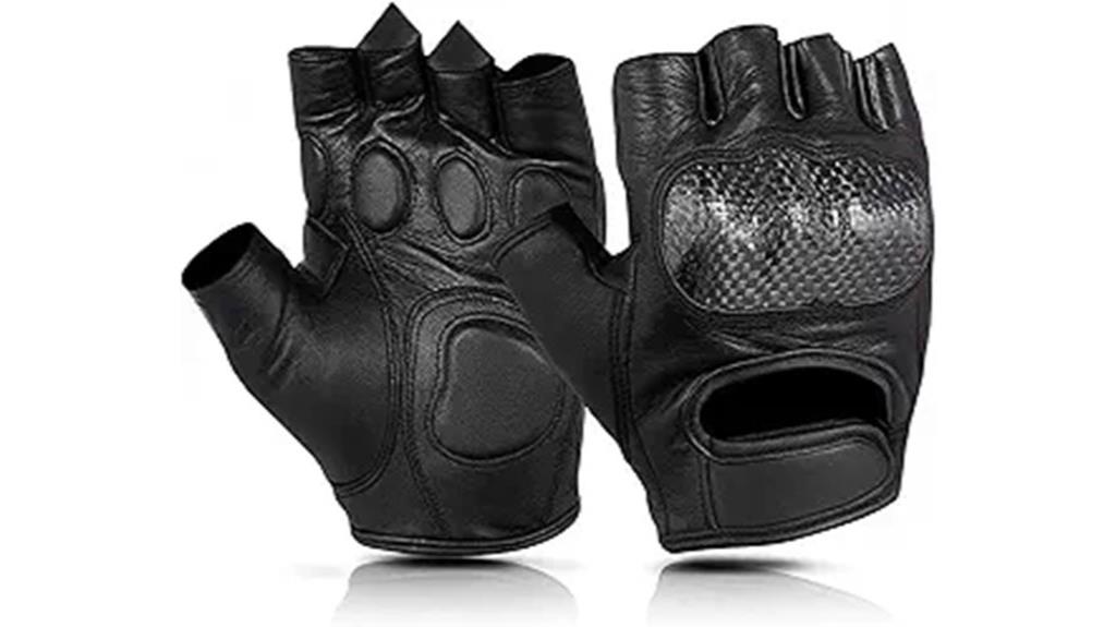 leather gel padded biker gloves