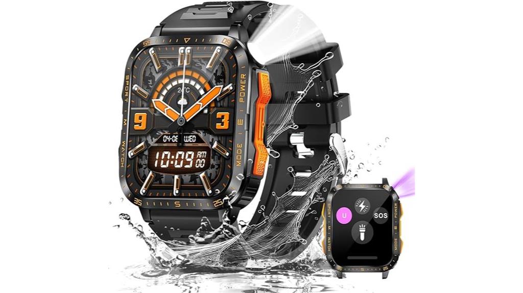 military watch with flashlight