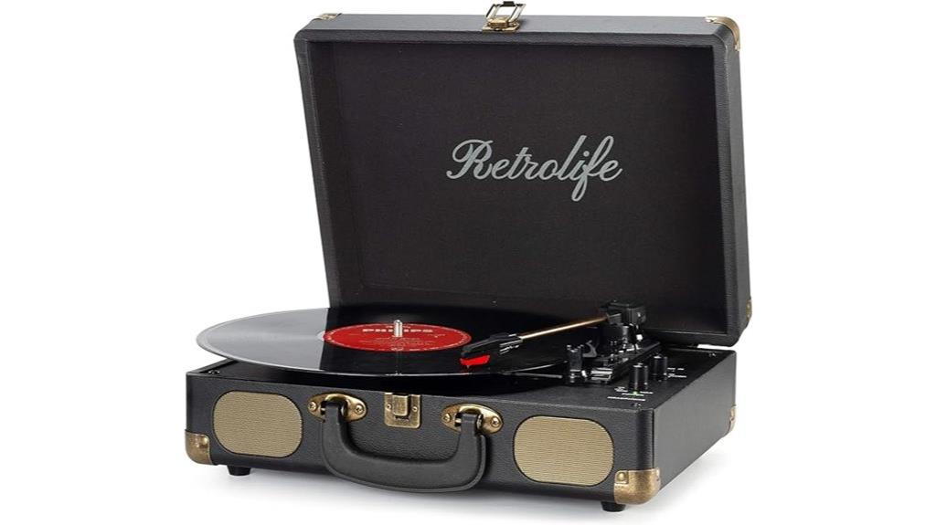 portable 3 speed bluetooth record player