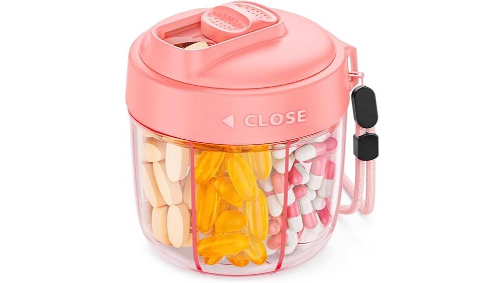 portable 7 compartment pill dispenser