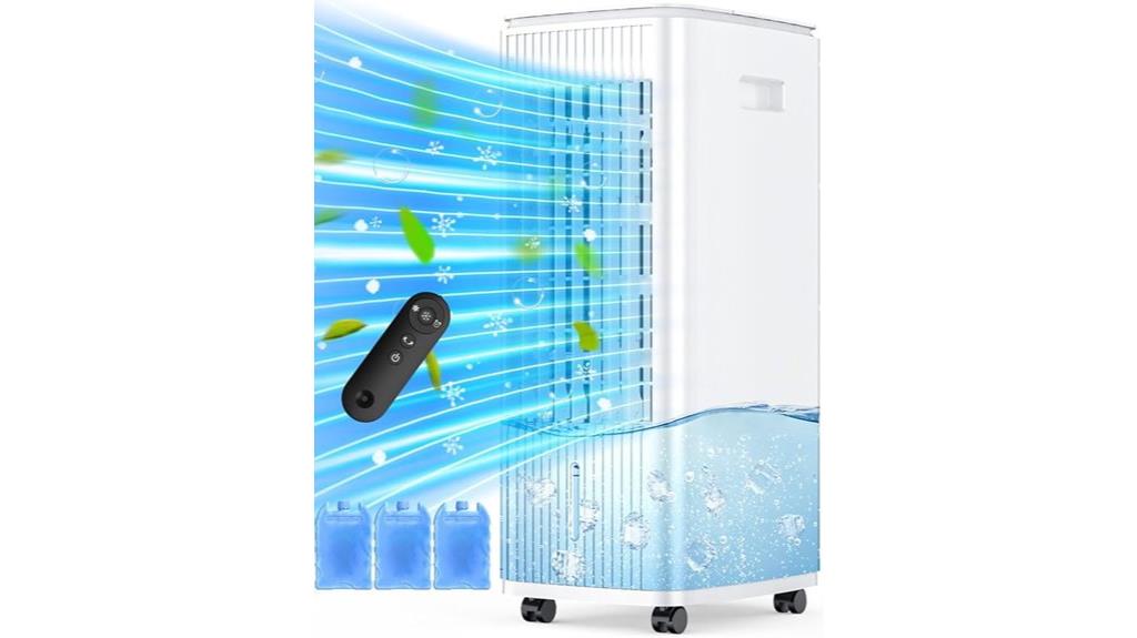 portable evaporative cooler with oscillation